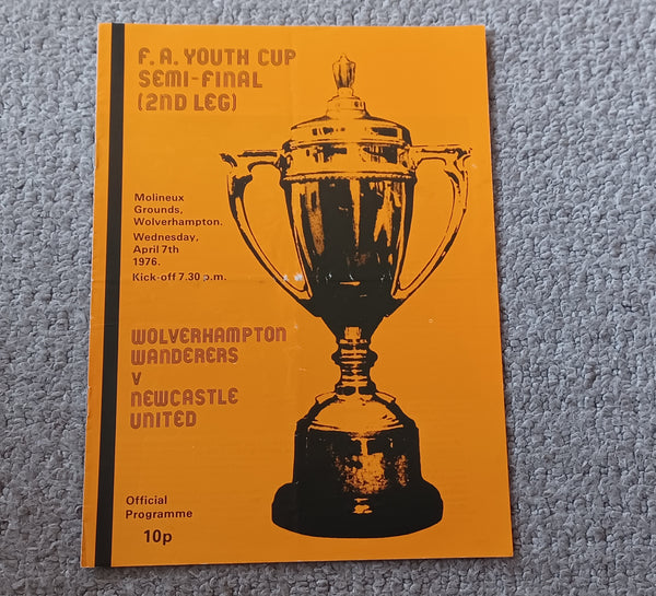 Wolves v Newcastle Utd 1976 FA Youth Cup Semi Final