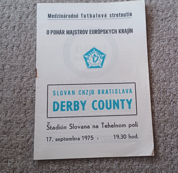 Slovan Bratislava v Derby County 1975/6 European Cup