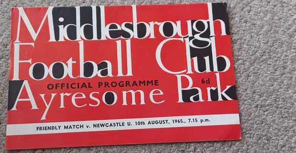 Middlesbrough v Newcastle Utd pre season friendly 1965/6