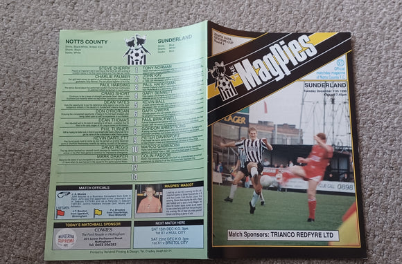 Notts County v Sunderland 1990/1 ZDS round 2