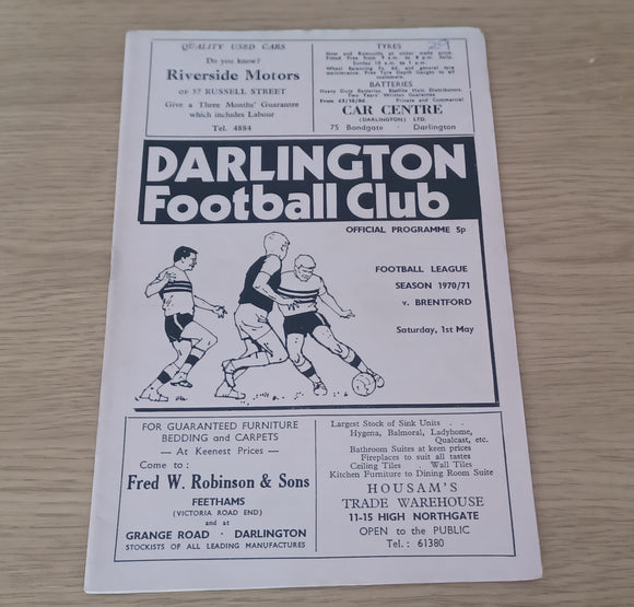 Darlington v Brentford 1970/1