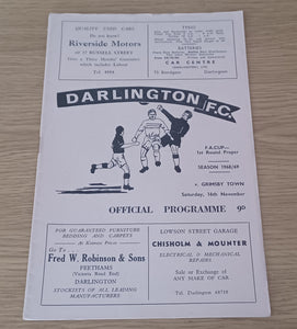Darlington v Grimsby Town 1968/9 FA Cup 1st Rd