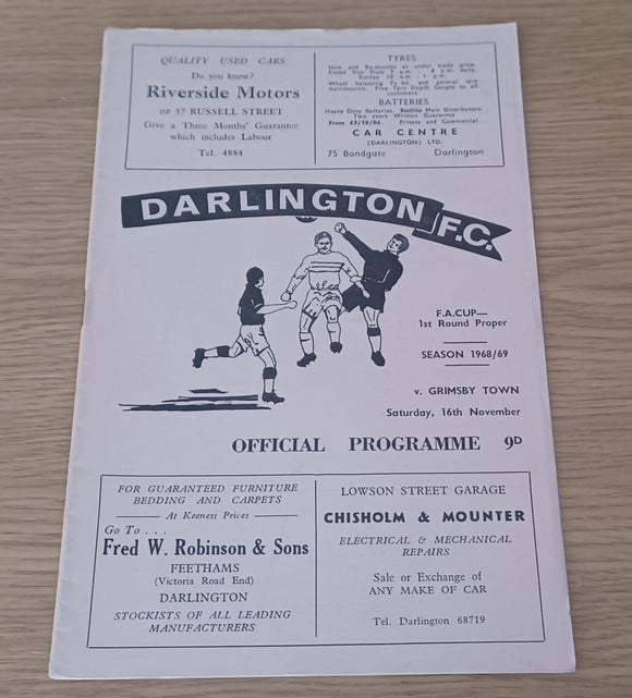 Darlington v Grimsby Town 1968/9 FA Cup 1st Rd
