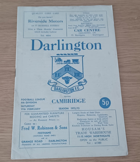 Darlington v Cambridge 1972/3