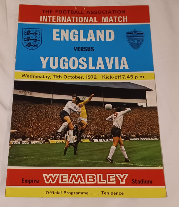 England v Yugoslavia 1972