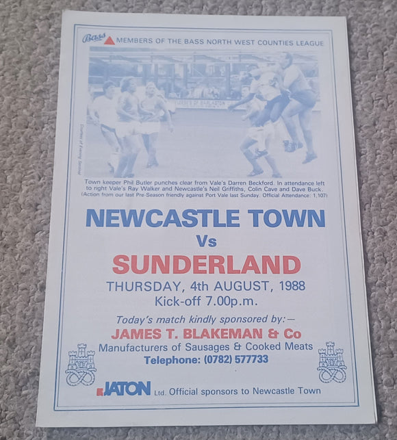 Newcastle Town v Sunderland 1988/9