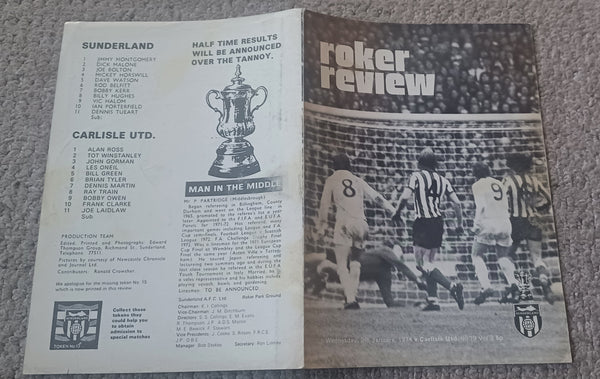 Sunderland v Carlisle Utd FA Cup 3rd round replay