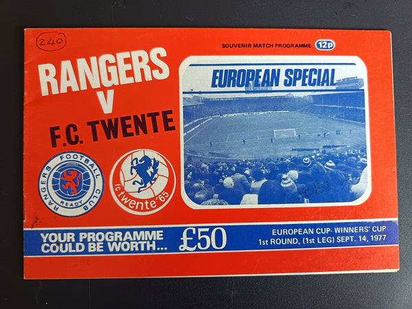 Rangers v FC Twente 1977/8 ECWC 1st Round