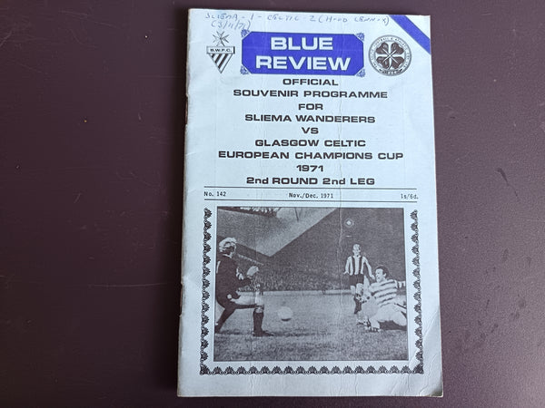 Sliema Wanderers v Celtic 1971/2 European Cup