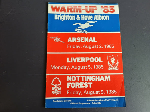 Brighton v Arsenal Liverpool N Forest 1985/6 Pre Season