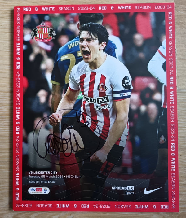 Sunderland Signed Luke O'Nien Programme v Leicester City 2023/4