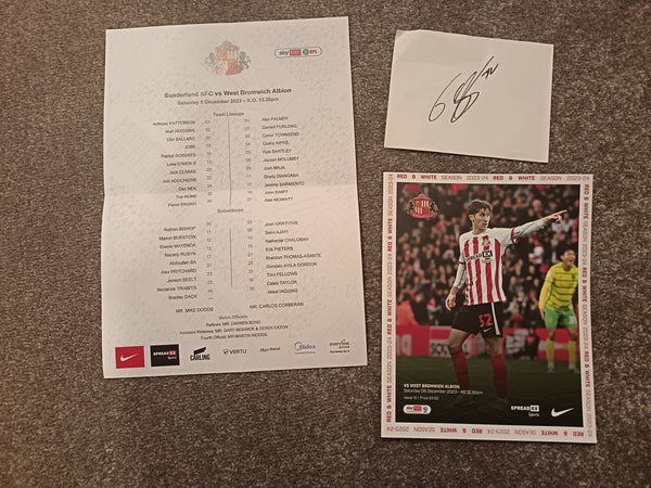 Sunderland v West Brom 2023/4 including Team Sheet and Autograph