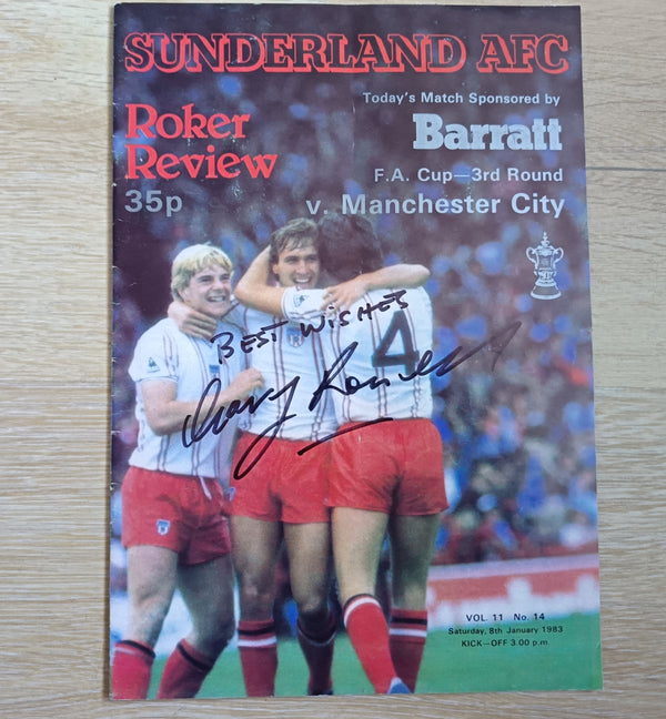 Sunderland v Manchester City 1982/3 FA Cup 3rd Round Signed Gary Rowell