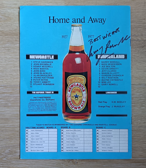 Newcastle Utd v Sunderland 1978/9 4-1 Signed by Gary Rowell