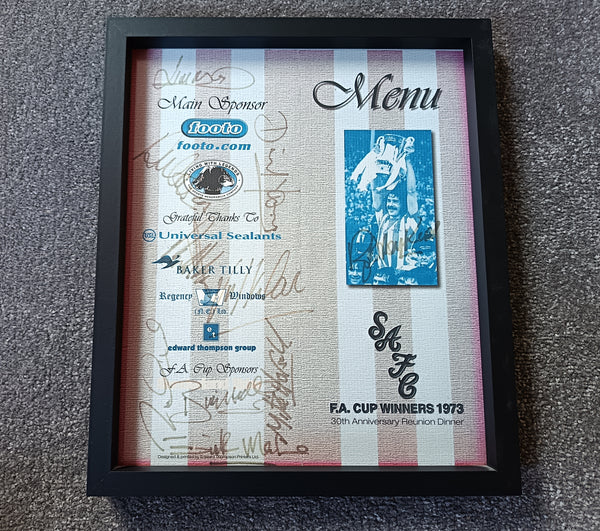 Sunderland Signed 1973 FA Cup Reunion Dinner Menu