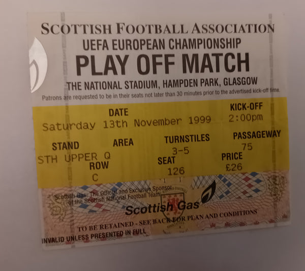 Scotland v England Match Ticket EURO 2000 Play Off