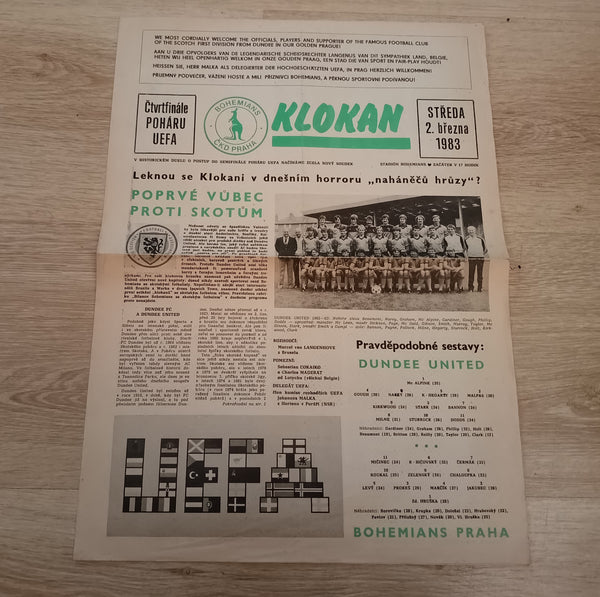 Bohemians Praha v Dundee United 1983/4 UEFA Cup