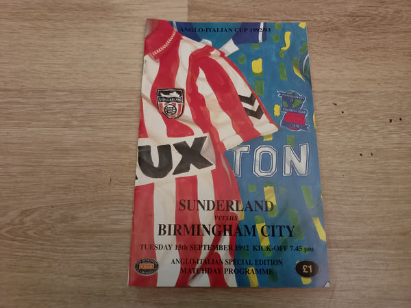 Sunderland v Birmingham AIC 1992/3