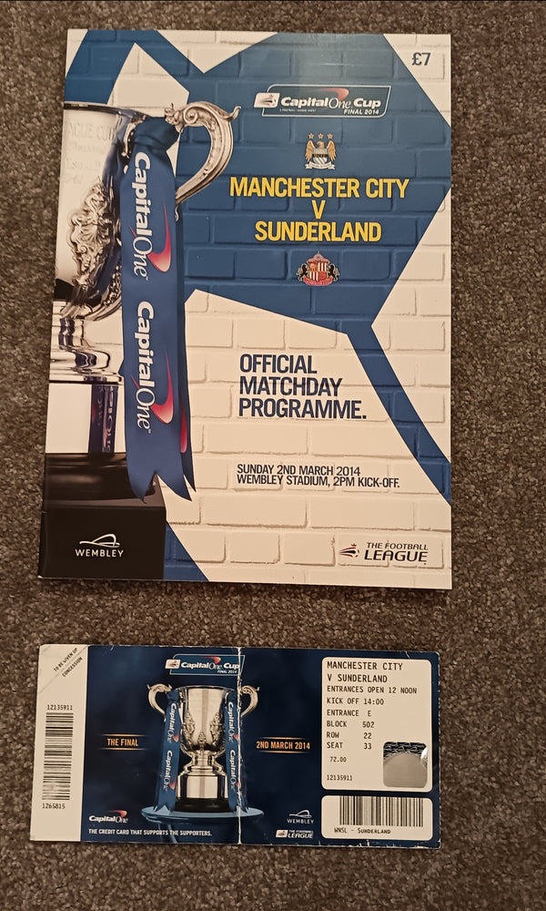 Manchester City v Sunderland 2014 Capital One Cup Final inc Match Ticket