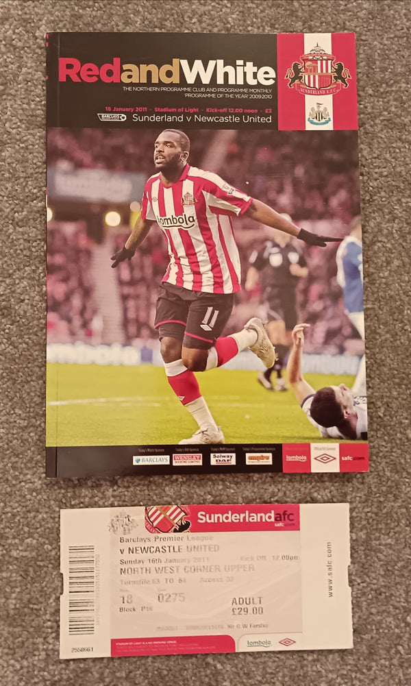 Sunderland v Newcastle Utd 2010/11 inc Match Ticket