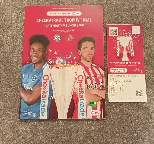 Portsmouth v Sunderland 2019 Checkatrade Trophy Cup Final inc Match Ticket