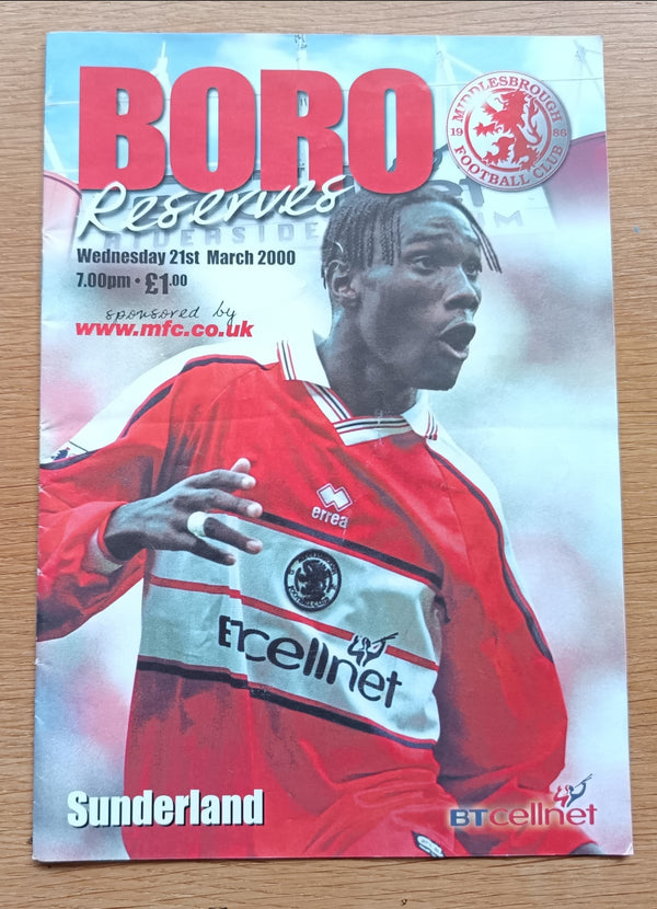 Middlesbrough Reserves v Sunderland Reserves 1999/00
