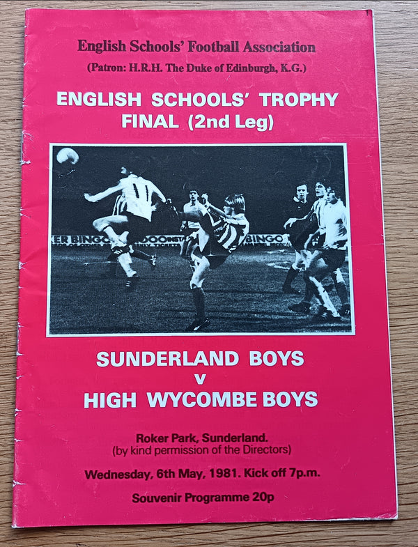 Sunderland Boys v High Wycombe Boys EST Final 1980/1 @Roker Park