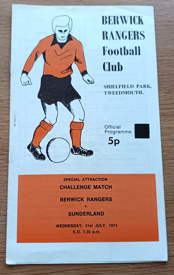 Berwick Rangers v Sunderland 1974/5 Pre season Friendly