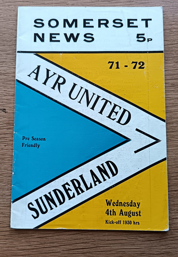 Ayr Utd v Sunderland 1971/2 Pre Season Friendly