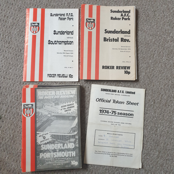 Sunderland Home Programmes 1974/5 Complete