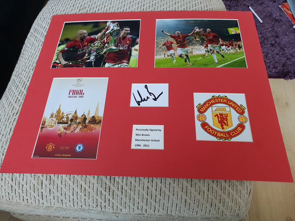 Signed Mounted Display Wes Brown Man Utd