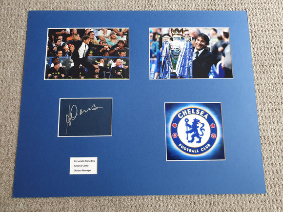 Signed Mounted Display Antonio Conte Chelsea FC Premier league winner