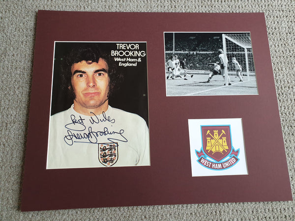 Signed Mounted Display Trevor Brooking West Ham & England