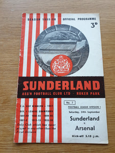 Match Programme Sunderland v Arsenal 1955/56