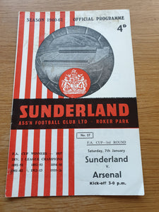 Sunderland v Arsenal FA Cup 3rd Round 1960/61