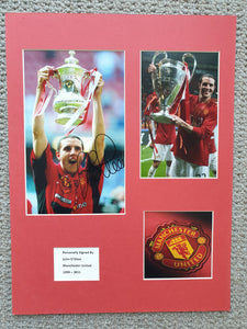 Signed Mounted Display John O'Shea Manchester United FA Cup & Champions League