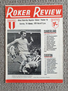 Sunderland v Everton 1969/70 Very Rare Postponed issue Feb 1970