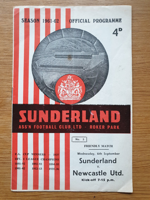 Sunderland v Newcastle Utd Friendly Match 1961/2
