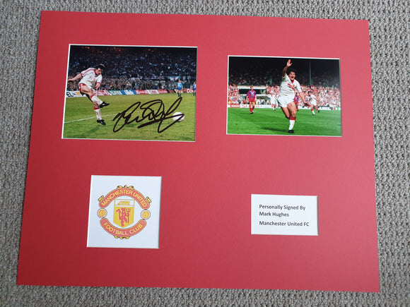 Signed and Mounted Display Mark Hughes Manchester United 1990 & 91