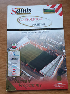 Match Programme Southampton v Arsenal 2000/1 Last Ever League Match at The Dell