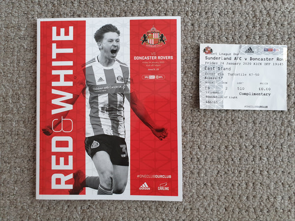 Sunderland v Doncaster Rovers 24/01/2020 inc Match Ticket