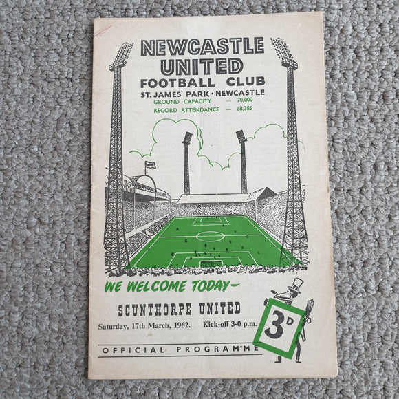 Match Programme Newcastle United v Scunthorpe Utd 1961/2