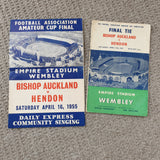 Match Programme Bishop Auckland v Hendon 1955 FA Amateur Cup Final with Songsheet