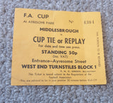 Middlesbrough v Sunderland 1974/5 FA Cup inc match ticket