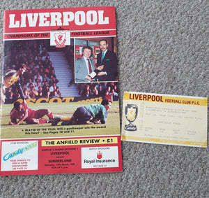 Liverpool v Sunderland 1990/91 inc Match Ticket