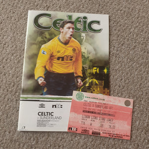 Celtic vs Sunderland Pre Season Fr 2001/2 inc Match Ticket