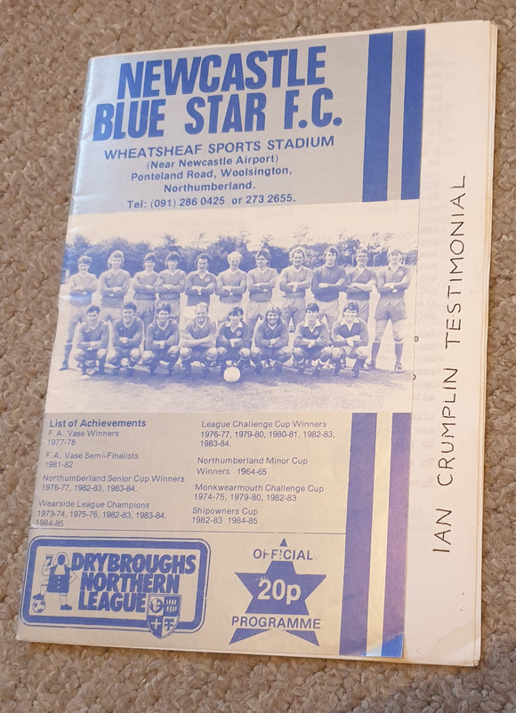Newcastle Blue Star v North East Select Crumplin Testimonial 1985/6