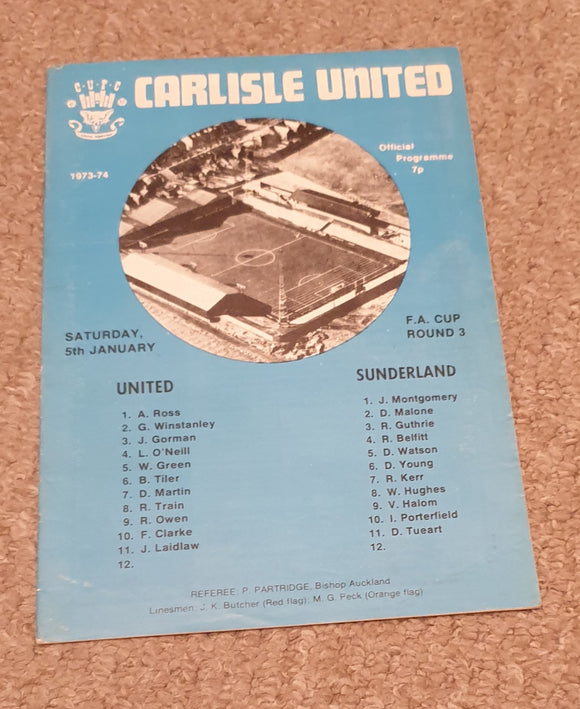 Carlisle United v Sunderland 1973/4 FA Cup