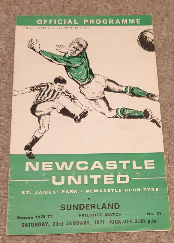 Newcastle United v Sunderland 1970/1 Friendly