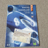 Rangers vs Sunderland Ferguson Testimonial 1999 inc Match Ticket